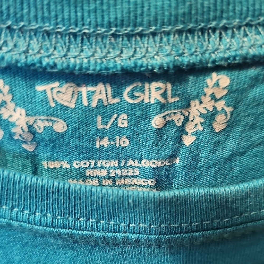 Total Girl Girls Blue Graphic T-Shirt Size Large 14/16 - Picture 2 of 6